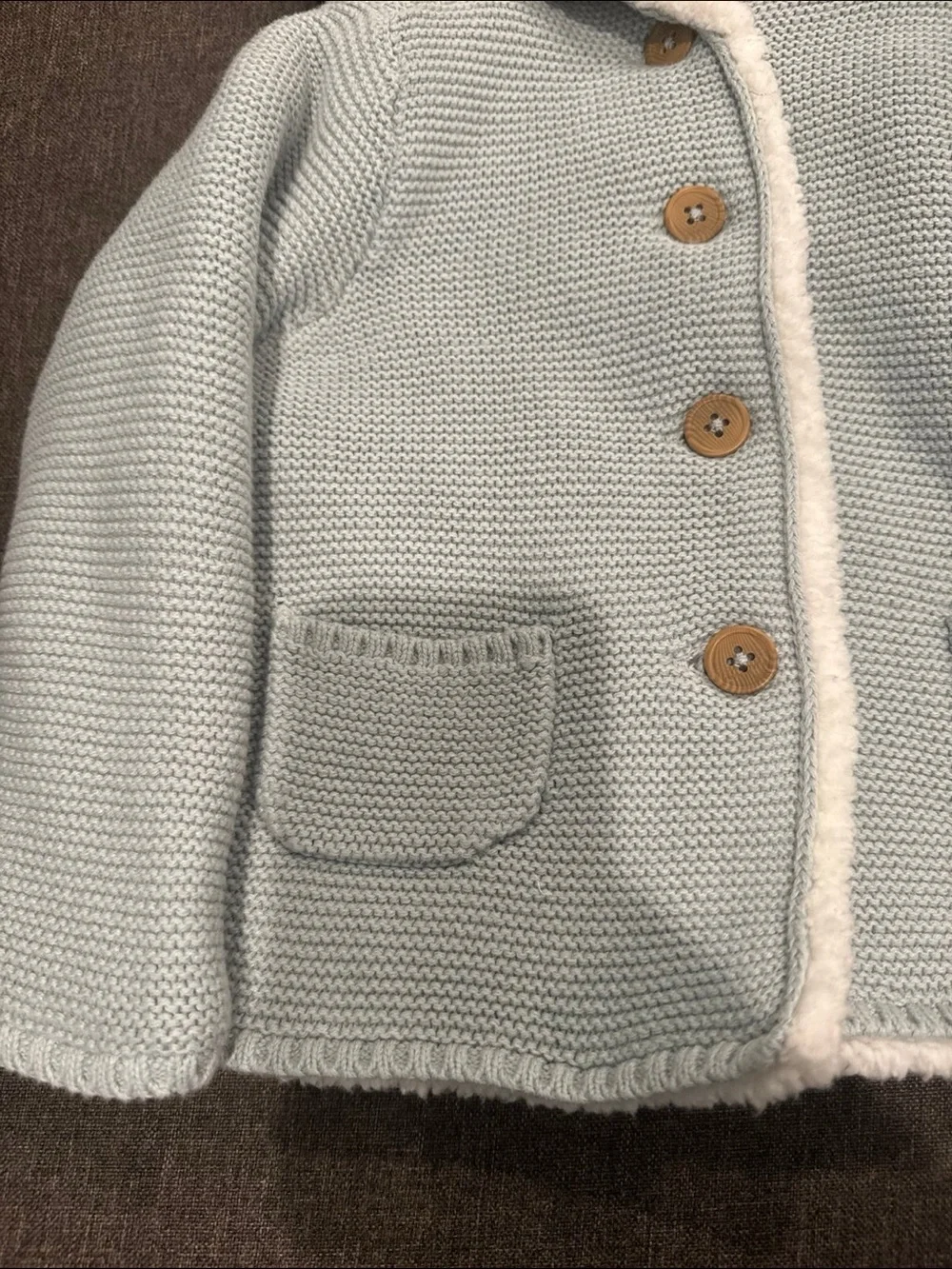 Carter's Blue Sherpa Lined Knit Hooded Coat 24 months